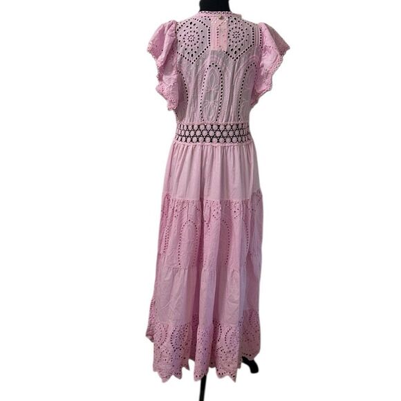 DX Collection Pink Embroidered Cotton Maxi Dress(Size Medium) - Picture 2 of 9